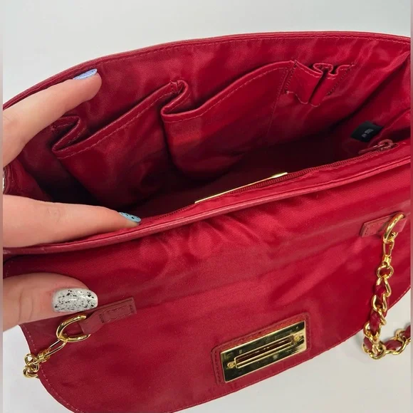 Kate Landry Shoulder Bag w/ Chain Strap - red/gold - Picture 7 of 15